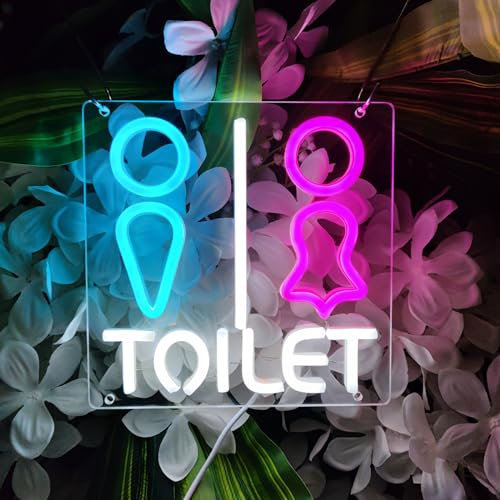 Toilets Neon Signs for Wall Decor Neon Lights for Bedroom Led Business Signs Suitable for Washroom Restroom Christmas Birthday Party Unique for Lover,21 * 21cm