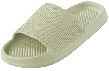 Pantofole da uomo e da donna, piatte, antiscivolo, da bagno, pantofole e stivali da donna, per interni ed esterni, taglia 13, Verde, 37 EU