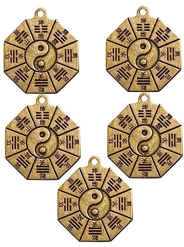 VILLFUL 5pièces Pendentif Bagua Retro De Décoration Taoiste Yin Yang Pour Clé Artisanat Exorciste Et Sécuritaire
