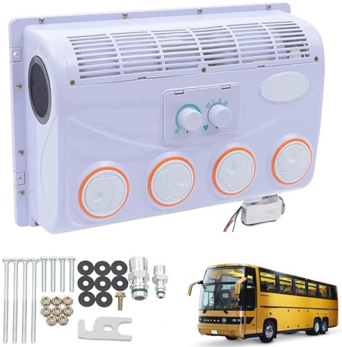 12V/24V RV Aire Acondicionado Evaporador Conjunto,Aire Acondicionado Set 360° Evaporador,32 Núcleos de Aluminio,para Coche,Caravana,Camión,Autobús,Autocaravana,24V