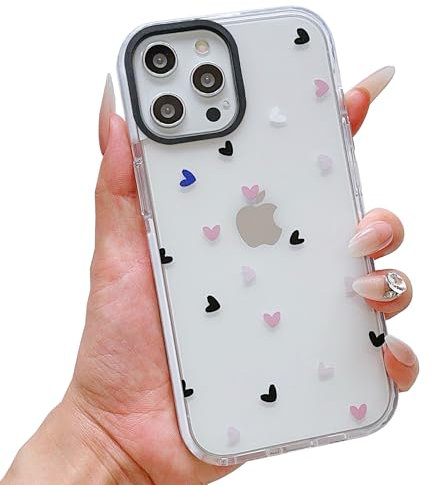 ECZOIL Compatible for iPhone 13 Pro Case,Cute Clear Heart Cartoon for Women Girl Soft TPU Shockproof Anti-Yellow Protective Phone Case for iPhone 13 Pro-Heart