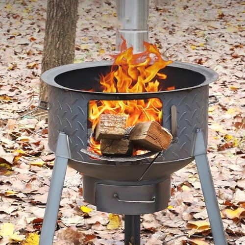 Mini Poele a Bois, Poêle À Bois Camping, Chauffage de Tente Camping, Réchaud de Tente Bois, Tent Stove pour la Cuisson Poêle À Bois Portable pour Le Camping(48 * 60cm)
