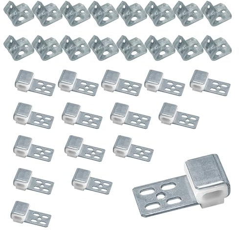 HERKINDNESS 32 Stück Sofa Feder Clips, Feder Clips für Möbel, Clips de Conectores mit 5 Löchern, zur um Möbel Schnell und Kostengünstig zu Reparieren,Silber