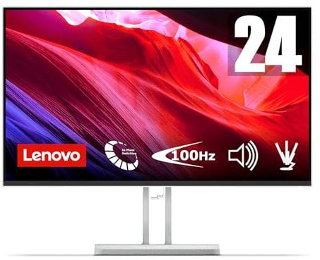 Lenovo L24i-4B 24 Inch PC Monitor | FHD, 1080p, 48-100Hz, IPS, 4ms, VGA and HDMI