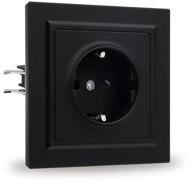 JIMEIDA Presa da incasso nera opaca, sensazione liscia sulla pelle con morsetto, presa da parete, 84 x 84 mm, 250 V