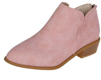 Stivaletti da donna in pelle scamosciata con tacco – alla caviglia alti da donna Chelsea Boots tinta unita stivali corti casual alla caviglia antiscivolo, Colore: rosa., 43 EU