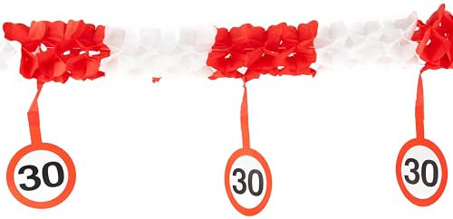30 Geburtstag Deko Girlande Verkehrszeichen rot/weiß - Originelle Geburtstagsdeko 30 für einen gelungenen 30 Geburtstag Männer oder Frauen - Tiwoca