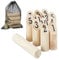 Relaxdays Kubb Wikingerspiel, finnisches Wurfspiel, Holz, Outdoorspiel mit Nummern, Erwachsene u. Kinder, Tasche, Natur
