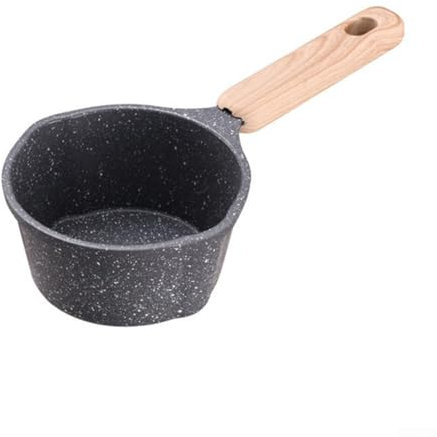 Besttoolifes Nonstick Sauce Pan, Small Milk Pot Pan with Pour Spouts, Wooden Handle, Multipurpose Pots, Easy to Clean, Small Kitchen Pots, Saucepan for Pouring Oil, Milk Heating, Frying(Black)