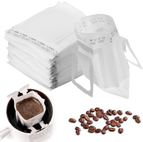 BAIFULAI 200 Stück Kaffeefilter Camping, Drip Coffee Bag mit hängenden Ohr, Kaffee Tee Drip Filtertüten, Tragbare Kaffee-Papier-Filter für die meisten Tassen, Reisen, Camping, Zuhause, Büro