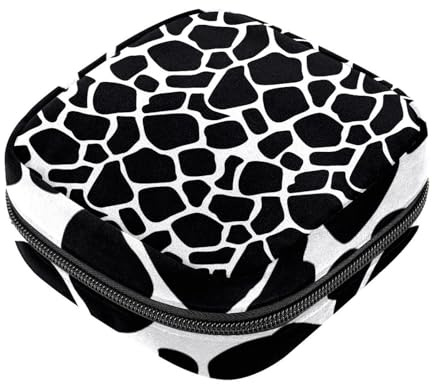 RODAILYCAY Kit de première période pour filles et femmes, porte-serviettes hygiéniques en forme de vache noire et blanche, porte-serviette hygiénique, porte-serviettes d'allaitement avec fermeture