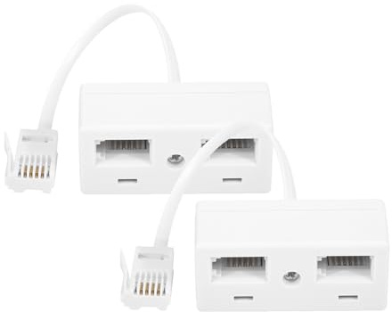 HAWAKA Telephone Splitter 2 Way BT Phone Socket Adapter RJ11 BT Plug Male to 2 Female Double Phone Socket Adapter Standard Telephone Distributor