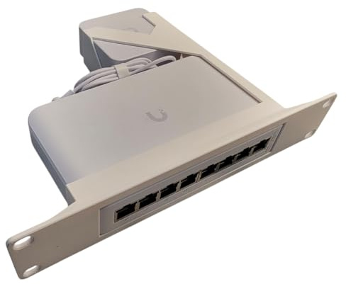 10 Network Rack Mount Compatible with UniFi Lite 8 PoE Switch Ubiquiti USW-LITE-8-POE 52W (White)