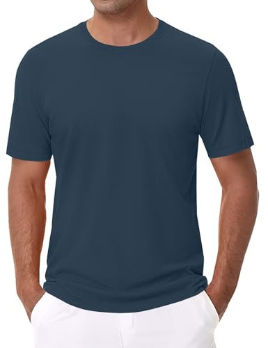 Ultraweiche Herren-T-Shirts Rundhalsausschnitt Kurzarm leichte kühlende Mode Wicking Tops Lässiges Basic-T-Shirt aus Baumwolle