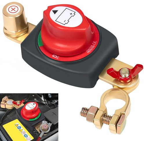 TZEKING Batteriehauptschalter Positiv,180° Einstellbarer Auto Batterie Trennschalter 12V-48V,Trennschalter Wasserdicht,Batterieschalter,Batterie Hauptschalter für Auto Motorrad Marine Boat Caravan