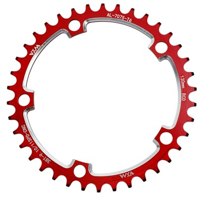 QUARKZMAN Schmal-Breit Kettenblatt Für Speed Road Bike Für 130 BCD Fahrrad Kettenblatt 159.89mm/6.29 Rot CNC Aluminiumlegierung 1 Stück