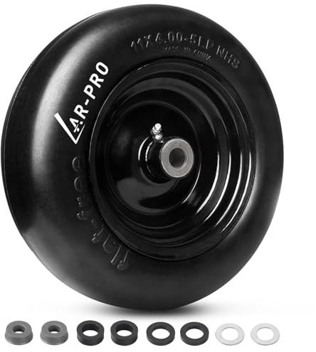 AR-PRO 11 x 4,00-5 pannensicherer Vorderreifen und Rad für Aufsitzrasenmäher, Zero-Turn-Mäher, rasenfreundlicher, massiver glatter Profilreifen mit 8,6 cm (3,4 Zoll) zentrierter Nabe, 1,9 cm (3/4 Zoll