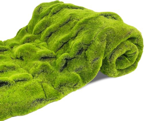 CEWUDA Fake Moss Table Runner Roll for Fairy Gardens Grass Wedding Woodland Table Decor 39 x 39 Artificial Green Moss for Decorating Wall Indoor Plants Crafts 1m x 1m