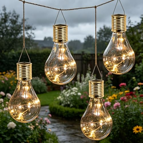 CHENBOOW Solar Glühbirne,4 Stück Solarlampen Für Außen,Garten Solarleuchten Ersatzteile,LED Solar Glühbirnen,Solarleuchten Ersatz Glühbirnen Wasserdicht,für Gartenleuchten Solarlaterne DIY Deko