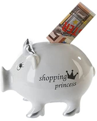 Casablanca modernes Design Spardose „Shopping Princess“, weiß/Silber