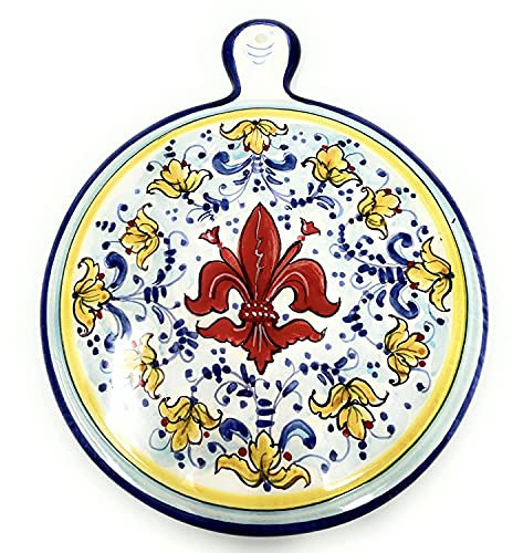 CERAMICHE D'ARTE PARRINI- künstlerische italienische Keramik, dekorative Dreifuß lilie, handgemalt, hergestellt in Italien Toscana