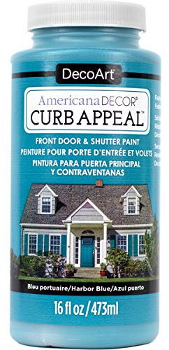 DecoArt Americana Décor Curb Appeal Door Jar Of Paint, Acrylic, Harbor Blue, 7 x 7 x 15 cm