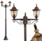 Außenleuchte Ribadeo, Kandelaber in antikem Look, Aluguß in Schwarz/Gold mit Klarglas-Scheiben, 2-armige Wegeleuchte 225 cm, Retro/Vintage Gartenlampe, E27-Fassung, IP44, ohne Leuchtmittel