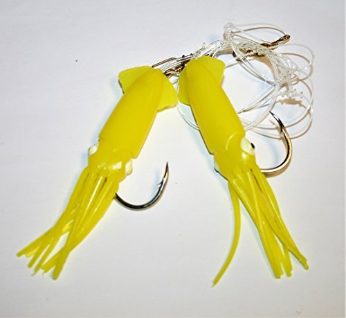 Fladen Octopus Solid - Dorschsystem mit Zwei Oktopussen, erhältlich in Gelb und Rot, in Den Größen 4/0 und 8/0 verfügbar (Dorschsystem 8/0 - Gelb, 8/0)