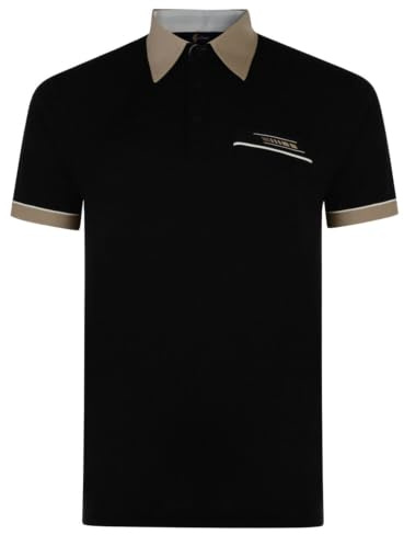 Gabicci Mens Classic Jersey Polo Shirt Contrasting Collar & Cuffs (G00X62), Black - XX_Large
