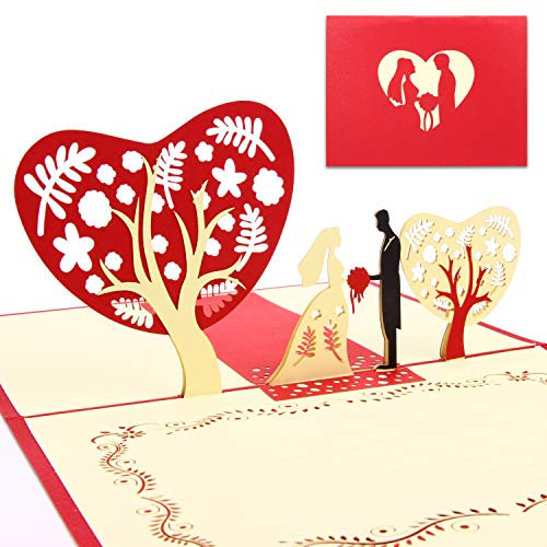 Urdays 2er Set 3D Pop Up Hochzeitskarten Brautpaar | besondere Glückwunschkarte zur Trauung, Verlobung | 3D Motivkarte inklusive Umschlag | aufwendige Handarbeit