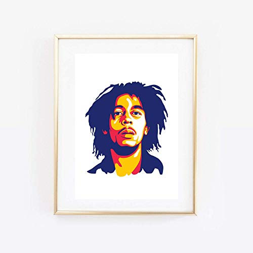 Din A4 Kunstdruck ungerahmt - Bob Marley Portrait Grafik modern Reggae Künstler Star Ikone Druck Poster Bild