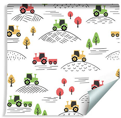 Wallepic Tapete 10m Vlies Tapete Traktor Farmleben Kinder Vliestapete 1000x53cm Wand Tapete Wohnzimmer Kinderzimmer Moderne Wanddeko Wand Dekoration