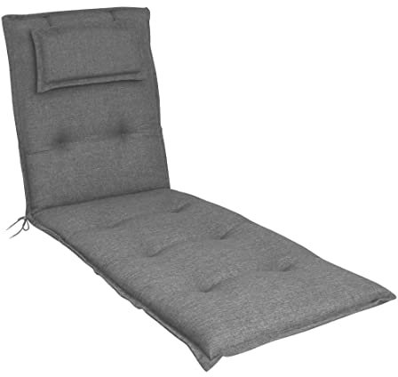 elGiga Liegenauflage 1-Stück Classic Grau 195 x 60 x 8 cm für Gartenliege, mit Kopfpolster, hochwertig, waschbar und pflegeleicht