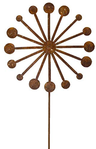 Metall Stecker Pusteblume Rost H=50cm Blüte Edelrost Gartenstecker Blumenstecker stabil zeitlos wetterfest Nostalgie Beetstecker Edelrostdeko Frühlingsdeko Sommerdeko (Pusteblume)