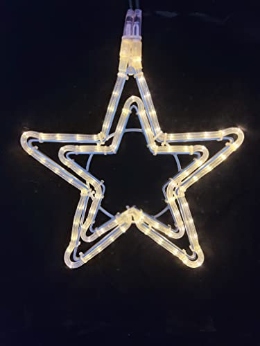 LEDZEIT - Profi Serie - LED Stern Weihnachten, außen und innen, Warmweiß, 42 * 40cm, Doppellagig, Wasserdicht IP65, 230V, Rostfrei Alu-Rahmen, Erweiterbar, Dimmbar, Fenster, Balkon, Garten, Deko