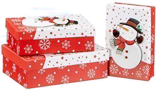 3-tlg. Set Geschenkboxen Weihnachten in 3-D-Optik Geschenkkarton für Weihnachten Weihnachtsverpackung Farbe Schneemann