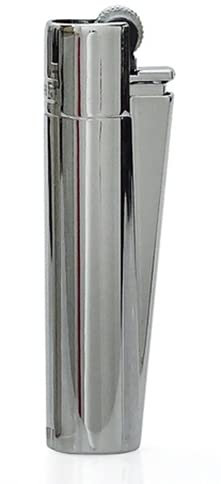 Clipper Metall Large Feuerzeug Gas - 1x Feuerzeug Edles Design inkl. Geschenk Box + DHB (Silver - Glänzend)