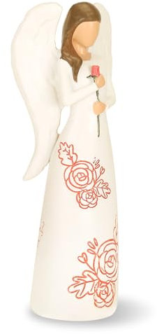 Cloonke Statue e statuette di angelo Warm Embrace, figura da collezione di angeli, figure di angelo custode, statuetta dipinta a mano scolpita a mano con rose My Love Angel