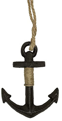 zeitzone Deko Anker am Seil Metall zum Aufhängen Wanddeko Maritim Antik-Stil