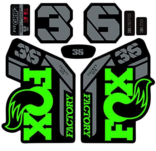BINGYUAN Bicycle Fork Stickers F-o-x 36 Front Fork Sticker Mountain Bike Front Fork Sticker Road Bike Bicycle Front Fork Sticker (Color : Green gray)
