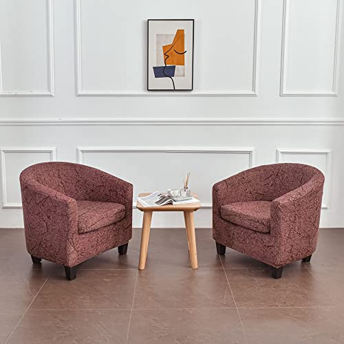 FANSU Sesselschoner Sesselbezug Einfarbig Drucken Sofabezug, 2-Teilige Tub Chairs Sesselhussen mit Armlehne, Mode Sesselüberwurf für Clubsessel Loungesessel Cocktailsessel (Hanf Ocker,2 Stück)
