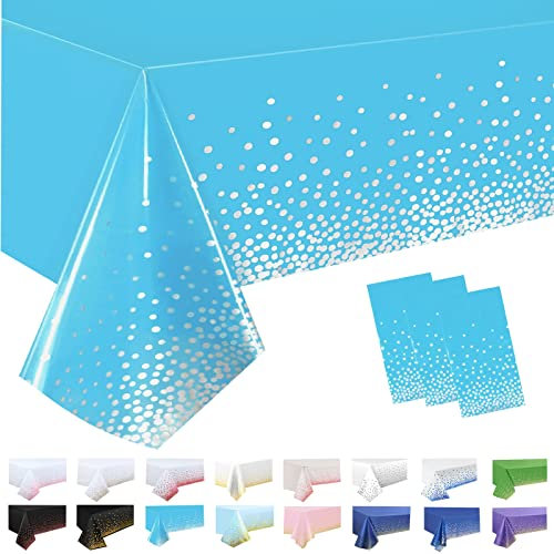 3 Stück Tischdecke Rechteckig Blau Tischdecke,Punkte 137 * 274cm Tischdecke Papierrolle Einweg Tischdecke aus Kunststoff,wasserdichte Ölbeständig Tischdecken für Party,Picknick,Geburtstags,Hochzeiten