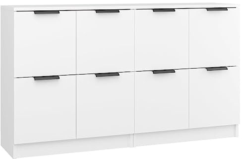 vidaXL 2X Sideboard Kommode Anrichte Schrank Beistellschrank Mehrzweckschrank Standschrank mit Türen Weiß 60x30x70cm Holzwerkstoff