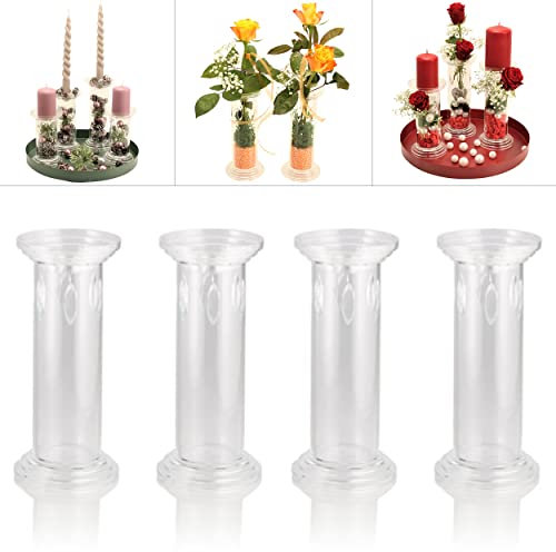 Kerzenständer, Vasen zum selber Dekorieren, Basteln für Blumen, Gestecke und Kerzen - Kerzenhalter Set aus Acryl Glas (4er Set Groß)
