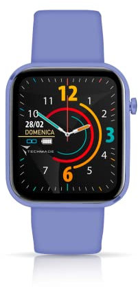 TECHMADE HAVA Smartwatch Colore Viola Chiaro - Orologio Fitness Uomo Donna Full Touch Pedometro, Calorie, Distanza, Cronometro, Sleep Monitor, Sfondo personalizzabile, Music Control, Sport