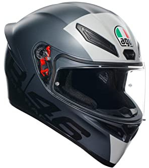 AGV - K1 S AGV E2206, Casque Moto ECE, Style Course avec Spoiler, Aérations et Visière Résistante aux Rayures, Champ de Vision de 190°, Compatible avec Interphones, Limit 46, Unisex, S