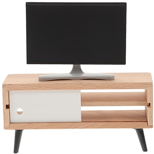 Toyvian 1/12 Scala Casa delle Bambole in Miniatura - Soggiorno con Televisione Mini Mobile TV - Mobili per Piccolo Televisore