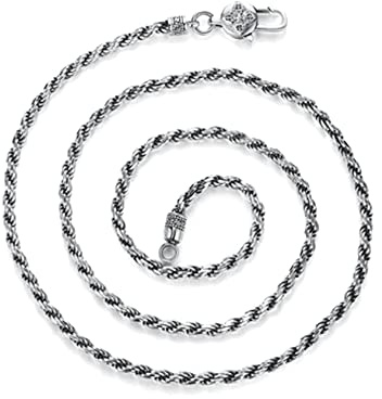 AMDXD 925 Sterlingsilber Halskette, Six Words Mantra Anhänger Kette Männer für Herren Damen, Gothic Vintage Punk Halskette, Silber, Echt Silber Schmuck