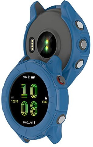 KUTEWEU Silicone Cover Compatibile con Garmin Forerunner 255 Custodia, Morbida TPU Protettivo Case Skins Copertura Resistente Shell per Garmin Forerunner 255 Smartwatch Accessori (2 Pezzi Blu)