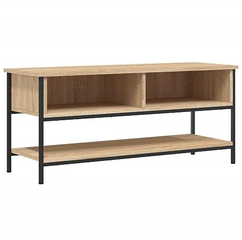 vidaXL Meuble TV, Armoire de Télévision avec 2 Compartiments et Étagère, Meuble Télé avec Pieds Salle de Séjour, Chêne Sonoma Bois d'Ingénierie